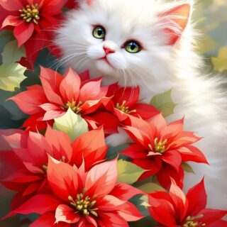 TELLIMISEGA! Valge Kass&Lilled 50x80 cm