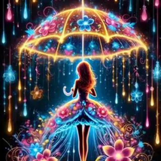 Tüdruk&Vihmavari 30x40 cm (25x35)