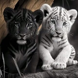 Must&Valge Tiigrid 30x30 cm (25x25)