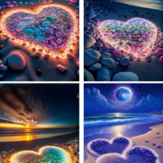 4 pildid (südamed) 30x40 cm (25x35)