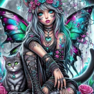 Haldjas&kass 30x40 cm (25x35)