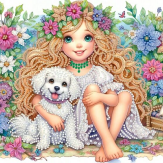 Tüdruk&Koer 30x30 cm (25x25)